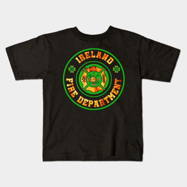 Ireland Fire Department T-Shirt Irish Firefighter Gift Tee Kids T-Shirt by blimbercornbread